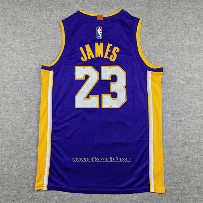 Camiseta Nino Los Angeles Lakers LeBron James NO 23 Statement Violeta2